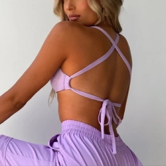 🦄 NWT TIGER MIST Floss Crop Top Lilac Purple size Small - Picture 1 of 6